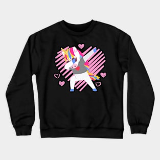 Dabbing Unicorn Hearts Valentine's Day Design Crewneck Sweatshirt